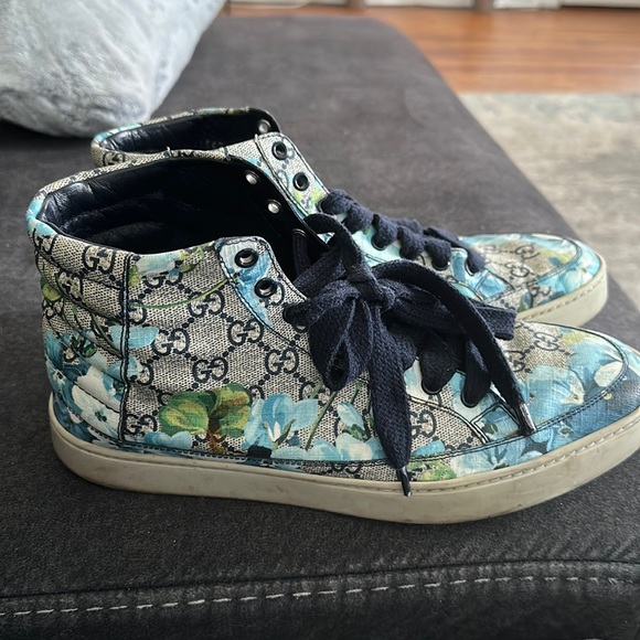 Gucci Other - Authentic mens Gucci Bloom SUPREME GG BLUE canvas high top Sneakers💙